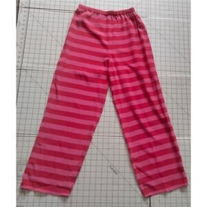 Lynn Bowling Red & Pink Striped 100% Silk Pants S